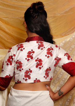 White Silk Designer Blouse - Indian Silk House Agencies