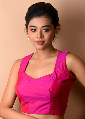 Fuchsia Pink Pure Silk Designer Blouse - Indian Silk House Agencies