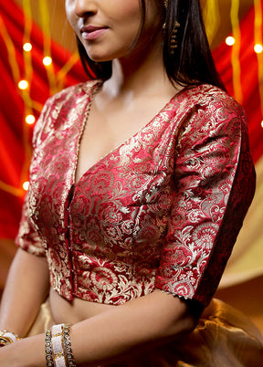 Maroon Brocade Designer Blouse - Indian Silk House Agencies