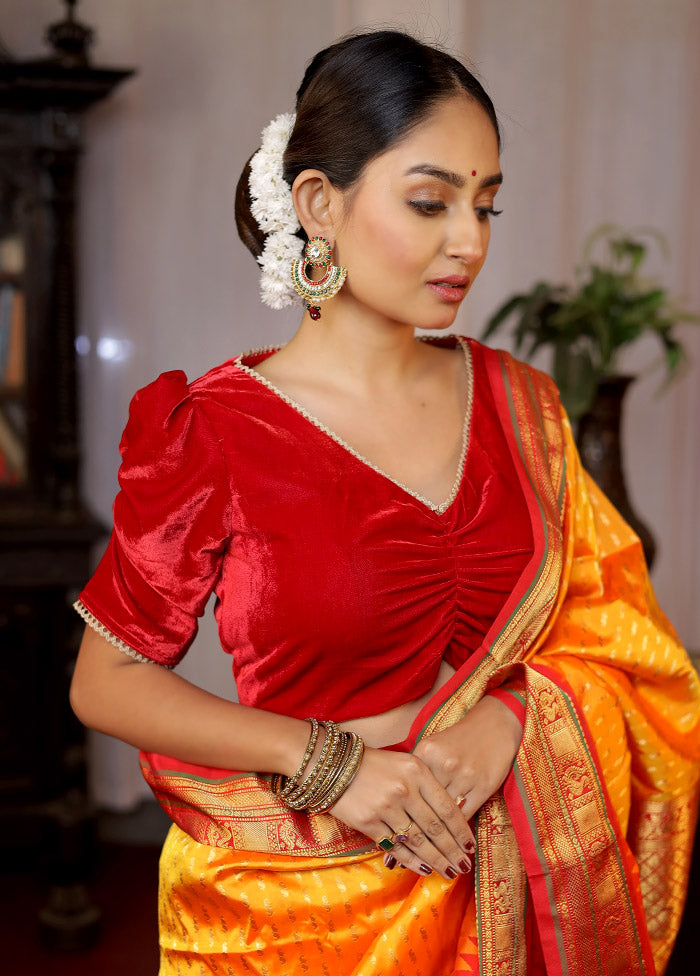 Red Velvet Designer Blouse - Indian Silk House Agencies