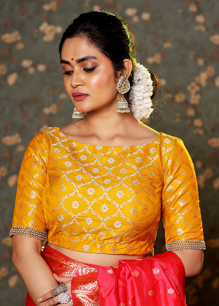 Yellow Brocade Designer Blouse - Indian Silk House Agencies