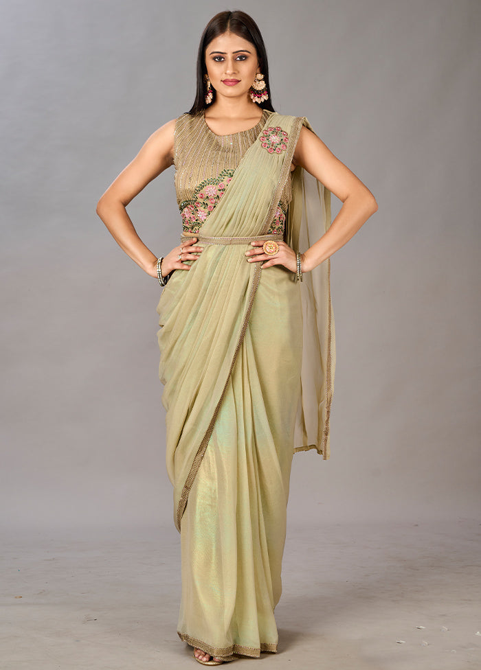 Light Green Georgette Saree With Blouse Piece - Indian Silk House Agencies