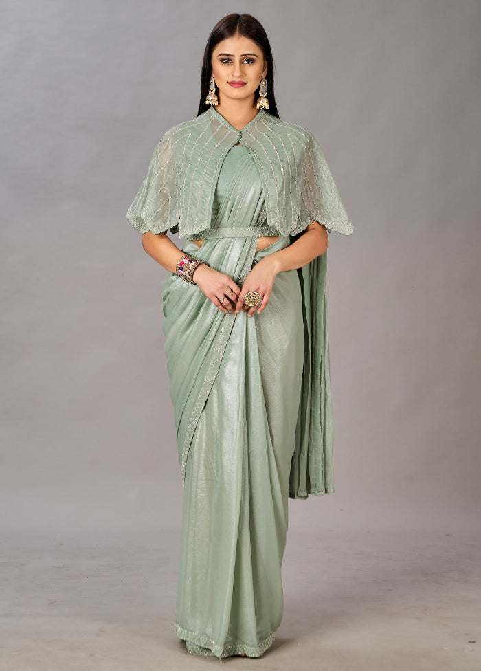 Olive Green Georgette Saree With Blouse Piece - Indian Silk House Agencies