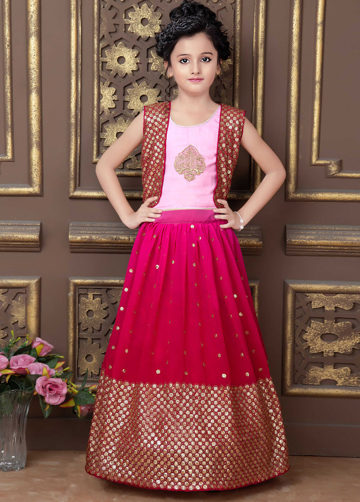 Pink Georgette Lehenga Set With Koti - Indian Silk House Agencies