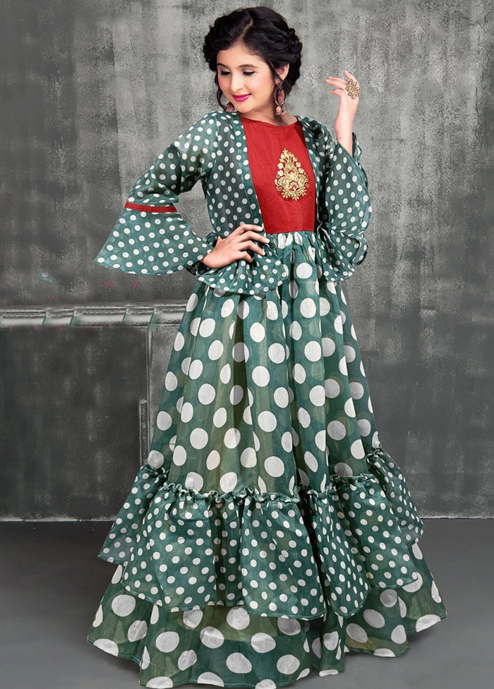 Multicolor Chanderi Indian Dress - Indian Silk House Agencies