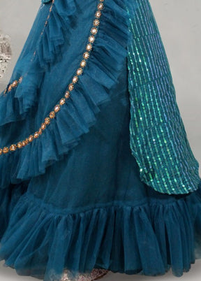 Teal Georgette Indian Dress - Indian Silk House Agencies