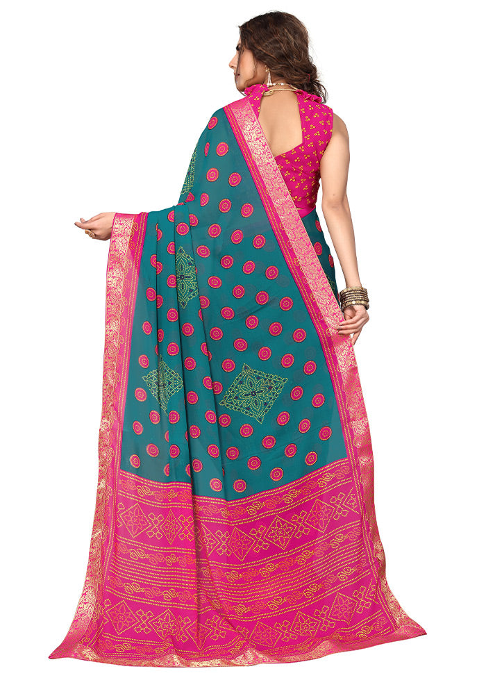 Rama Georgette Saree With Blouse Piece - Indian Silk House Agencies