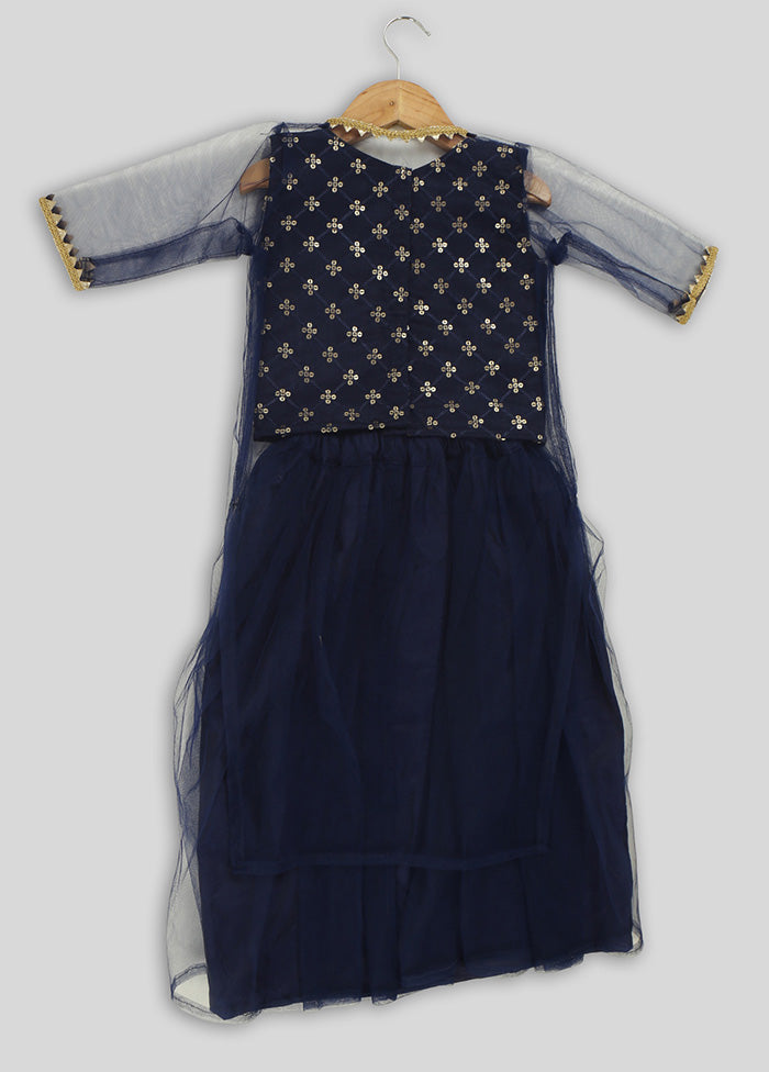 Blue Skirt Top Set With Net Jacket - Indian Silk House Agencies