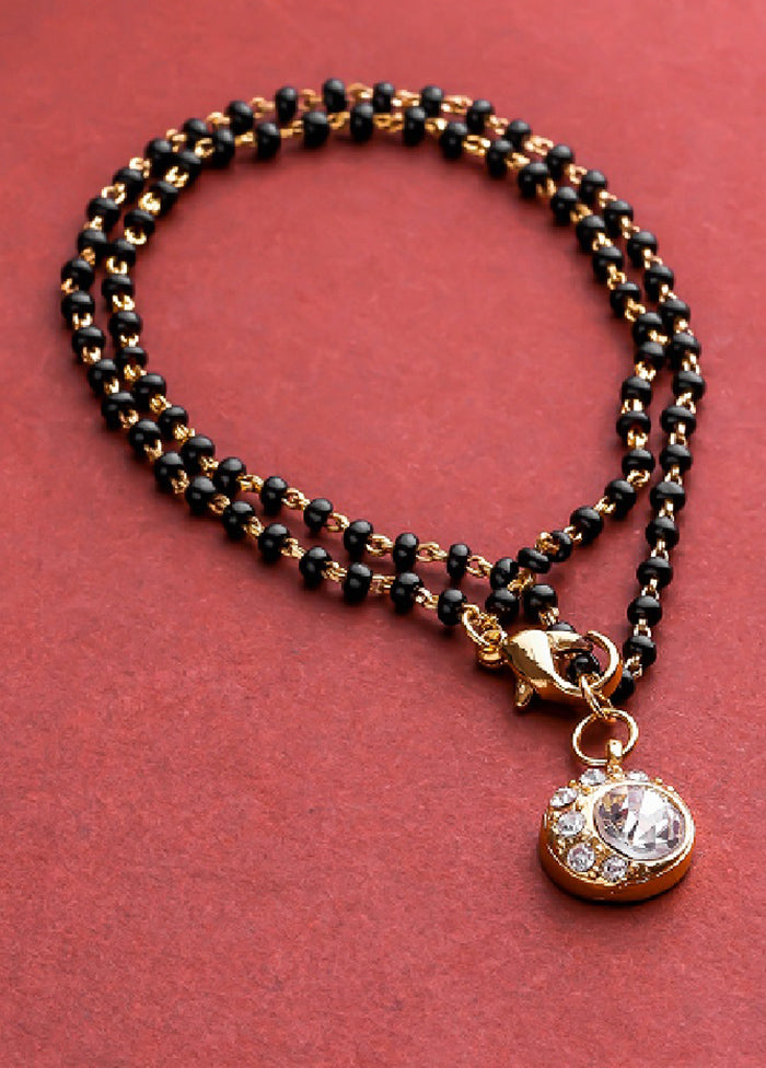 Gold Plated Drop Shaped Mangalsutra Bracelet With Crystal - Indian Silk House Agencies