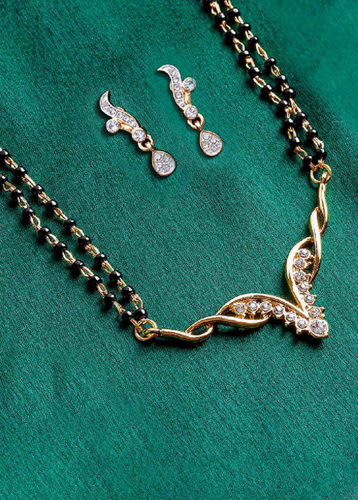 Gold Plated Mangalsutra Necklace Set With Austrian Crystals - Indian Silk House Agencies