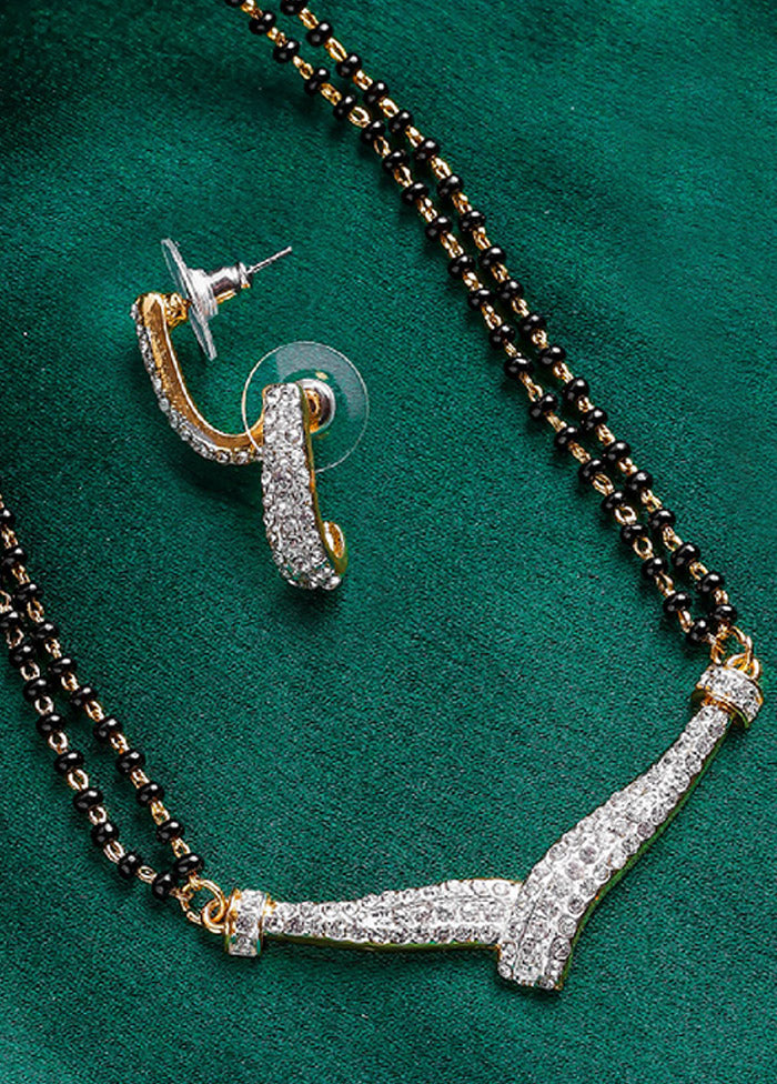 Gold And Rhodium Plated Shimmering Mangalsutra Necklace Set - Indian Silk House Agencies