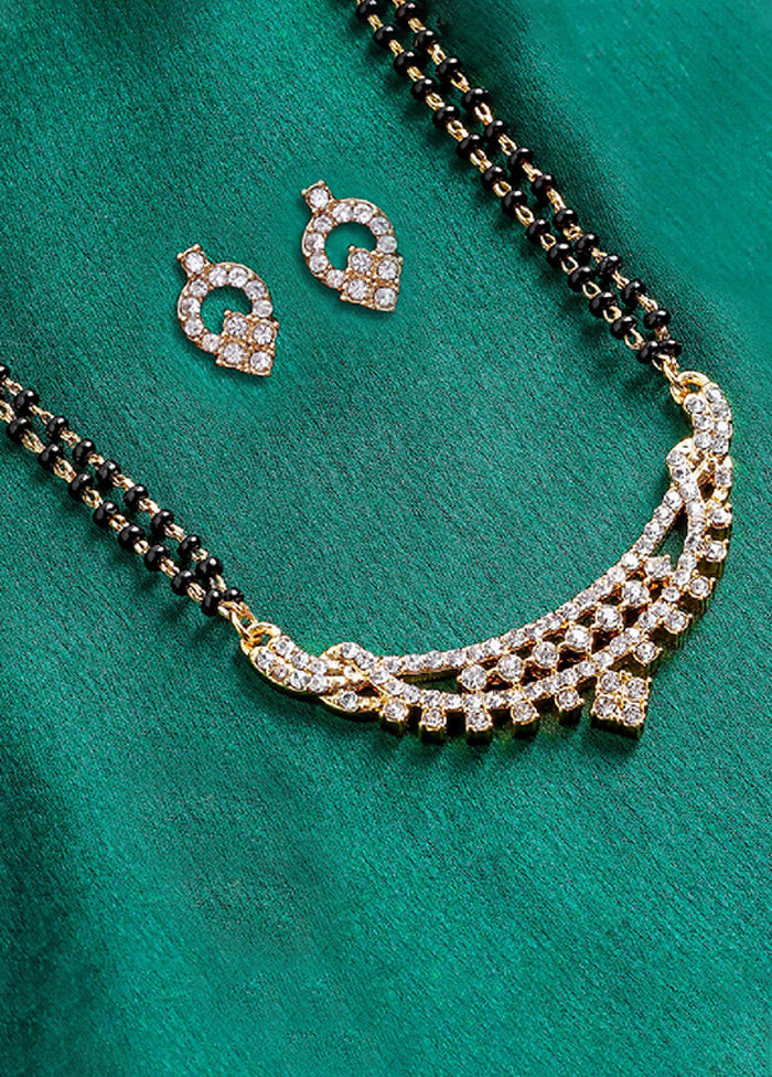 Gold Plated Streamlined Designer Mangalsutra Necklace Set - Indian Silk House Agencies