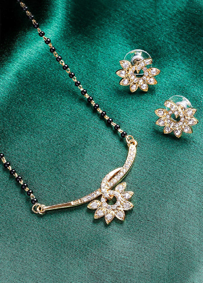 Gold Plated Floweret Shaped Mangalsutra Necklace Set - Indian Silk House Agencies