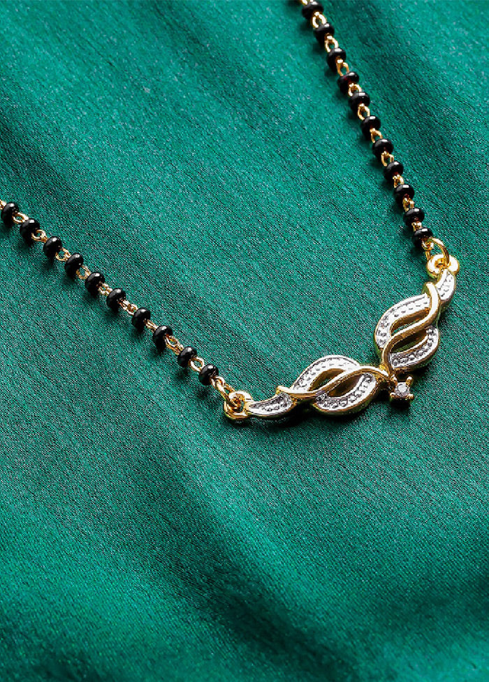 Gold And Rhodium Plated Leaf Designer Mangalsutra Necklace - Indian Silk House Agencies