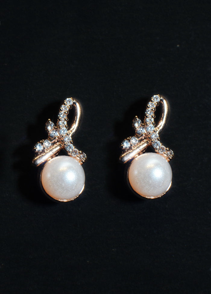 Regular wear peral and white stone earrings - Indian Silk House Agencies
