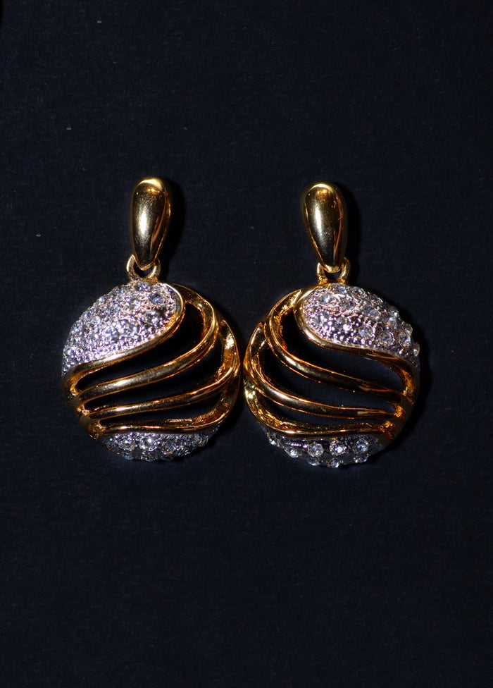 White Stone Golden Earrings Earrings - Indian Silk House Agencies