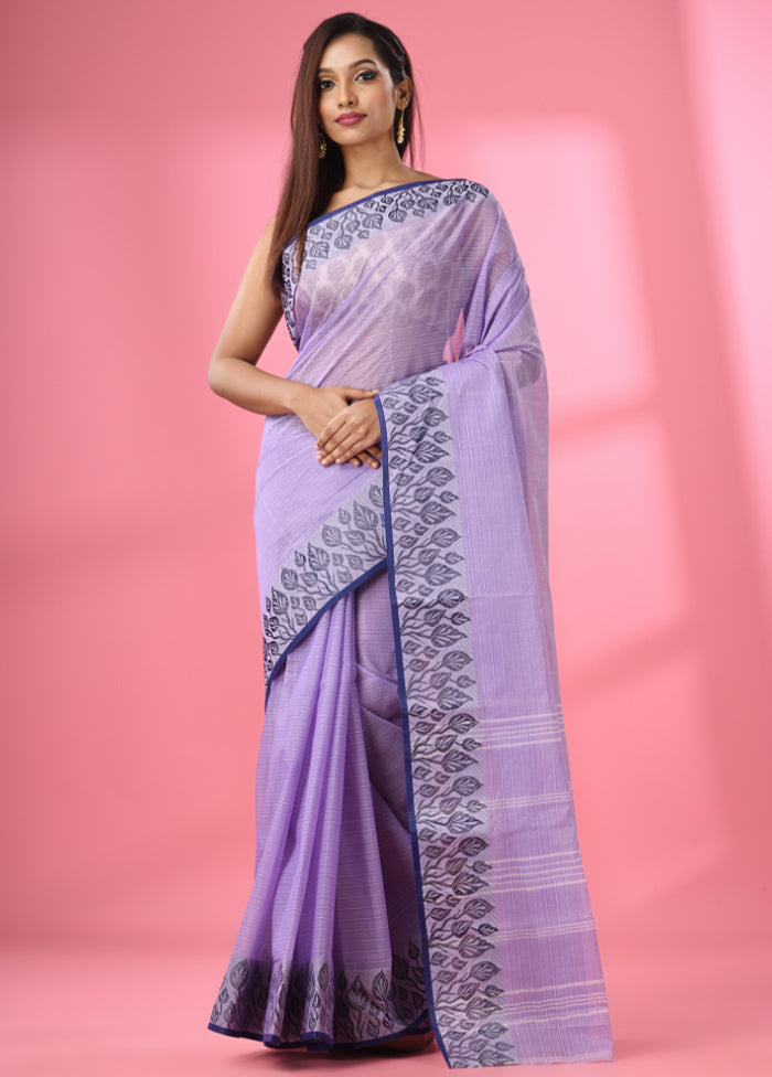 Lilac Pure Cotton Saree With Blouse Piece - Indian Silk House Agencies