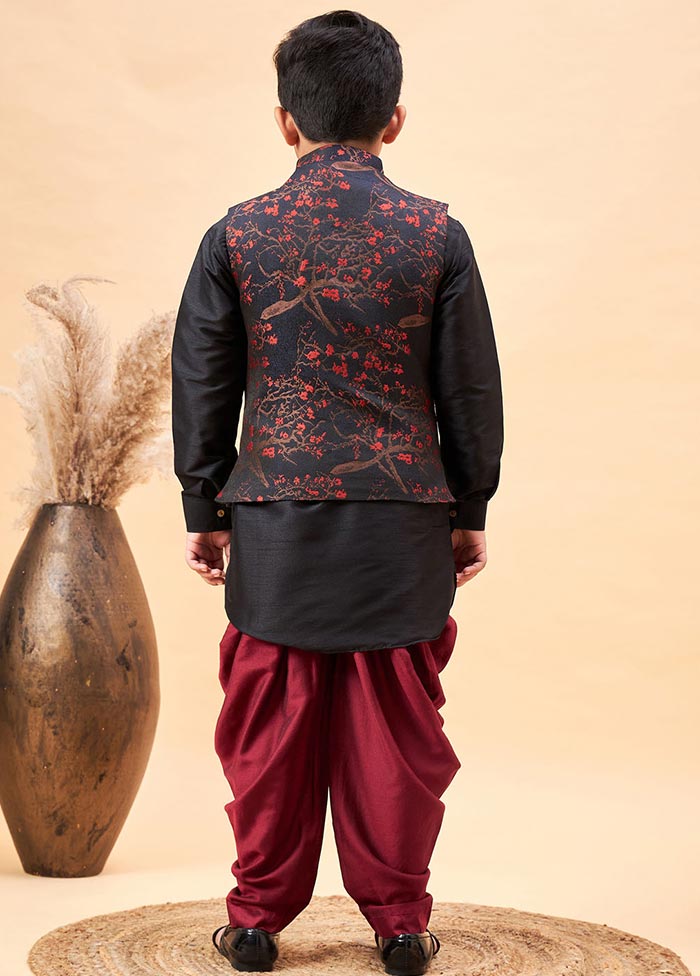 3 Pc Black Silk Ethnic Wear Set - Indian Silk House Agencies