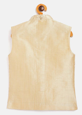 Beige Silk Nehru Jacket - Indian Silk House Agencies