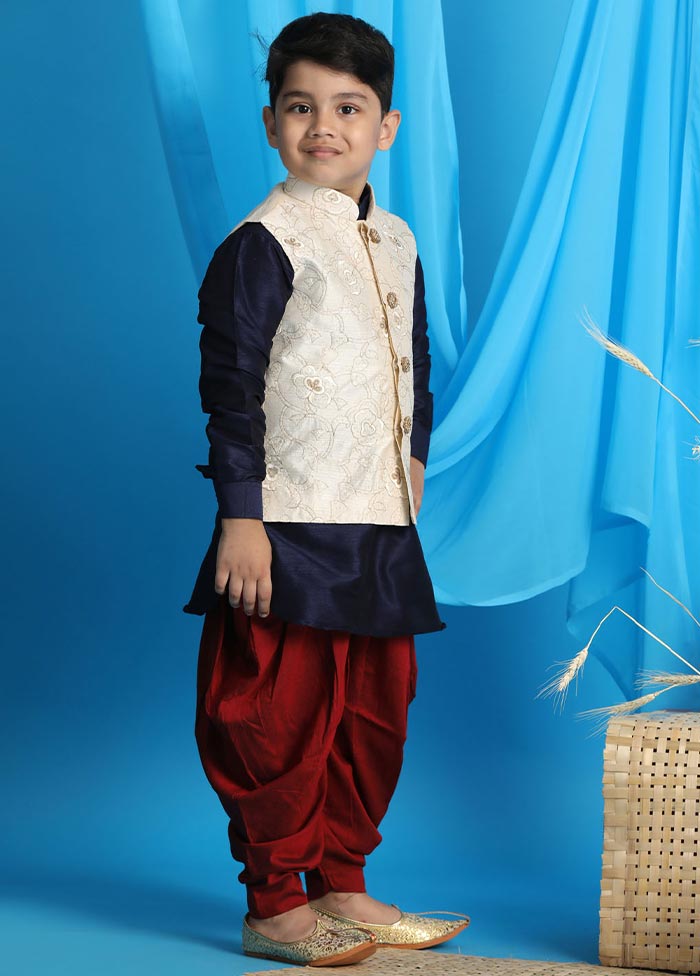 3 Pc Blue Silk Ethnic Wear Set - Indian Silk House Agencies