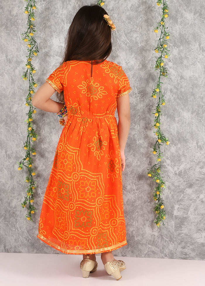 Orange Ethnic Cotton Dress - Indian Silk House Agencies
