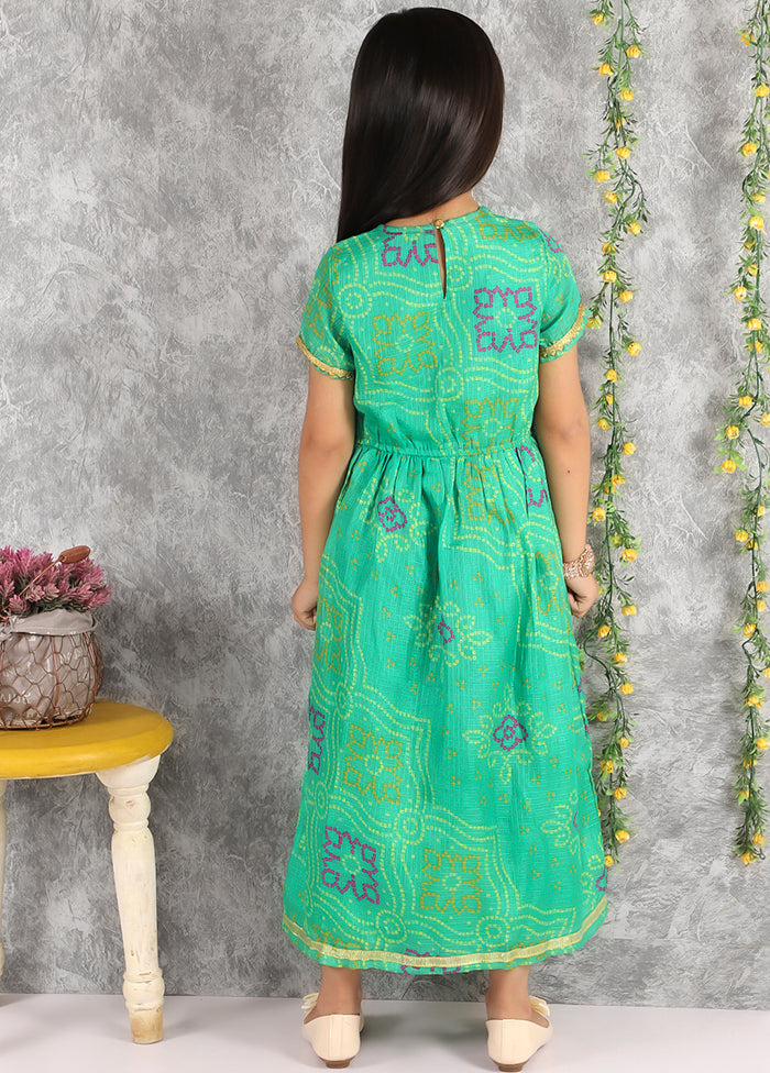 Green Ethnic Cotton Dress - Indian Silk House Agencies