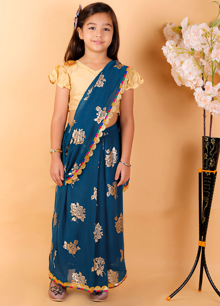 Blue Ready To Wear Saree - Indian Silk House Agencies