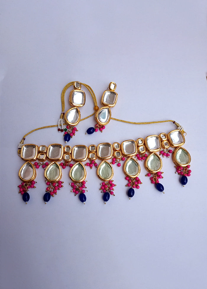 Kundan Studded Blue Jewellery Set - Indian Silk House Agencies
