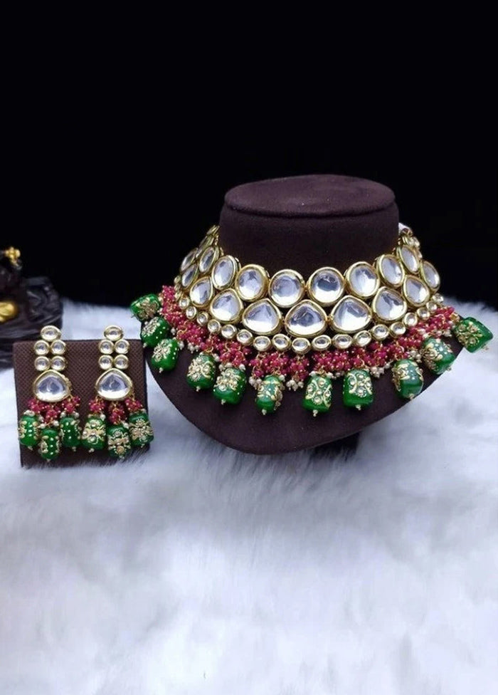 White Kundan Jewellery Set - Indian Silk House Agencies