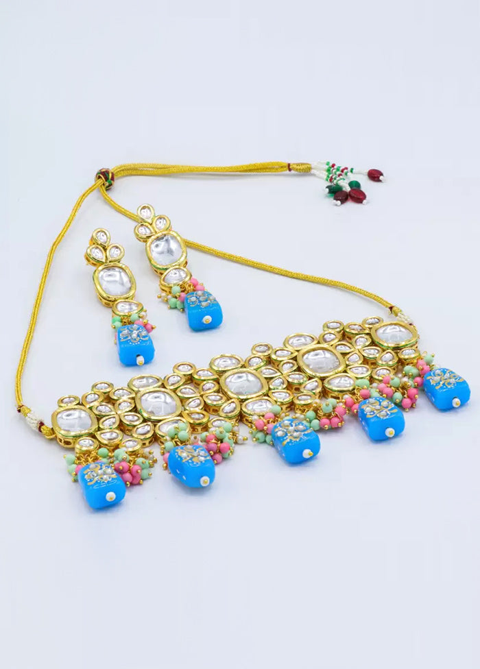 Blue Kundan Jewellery Set - Indian Silk House Agencies