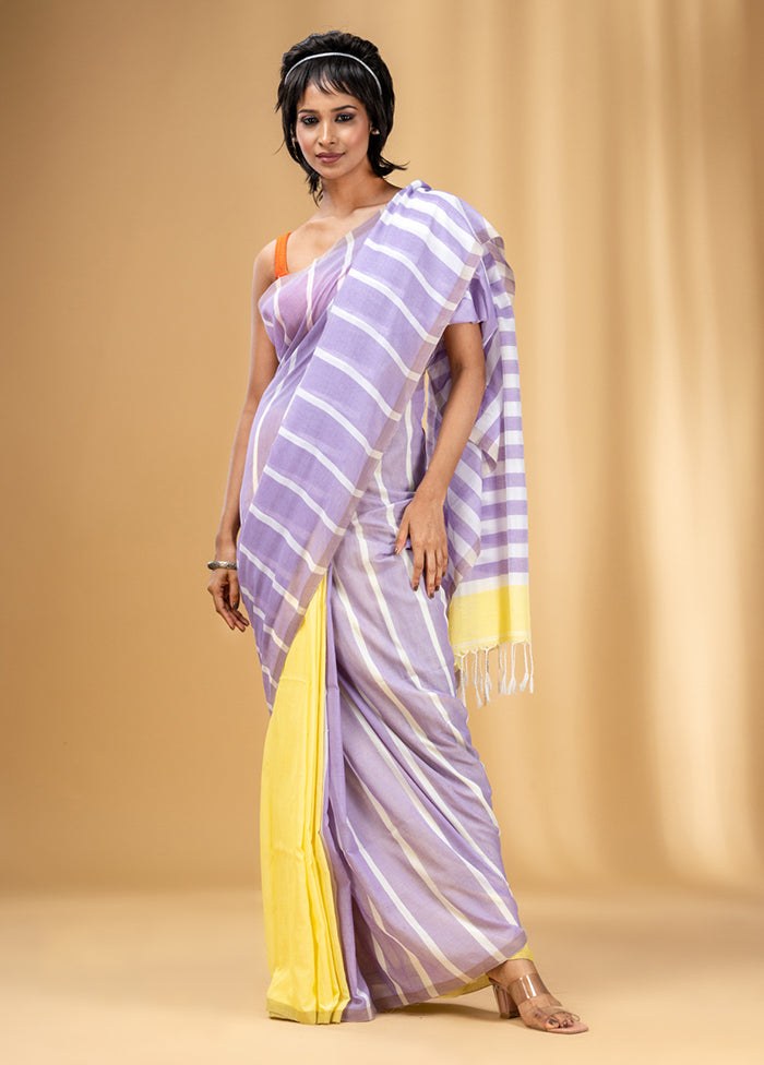 Lilac Cotton Saree With Blouse Piece - Indian Silk House Agencies