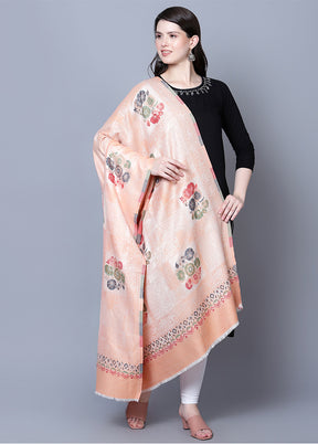 Peach Fine Wool Shawl - Indian Silk House Agencies