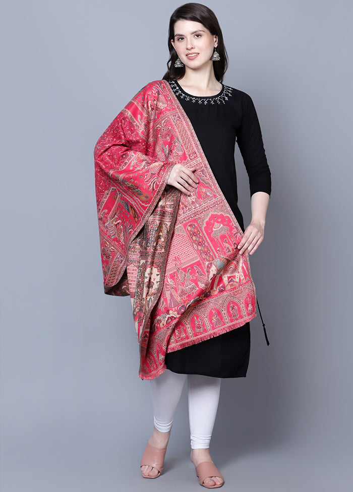 Pink Fine Wool Shawl - Indian Silk House Agencies