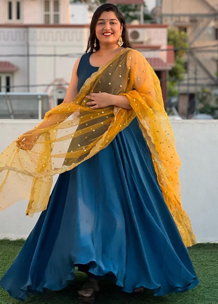 Blue Georgette Gown - Indian Silk House Agencies