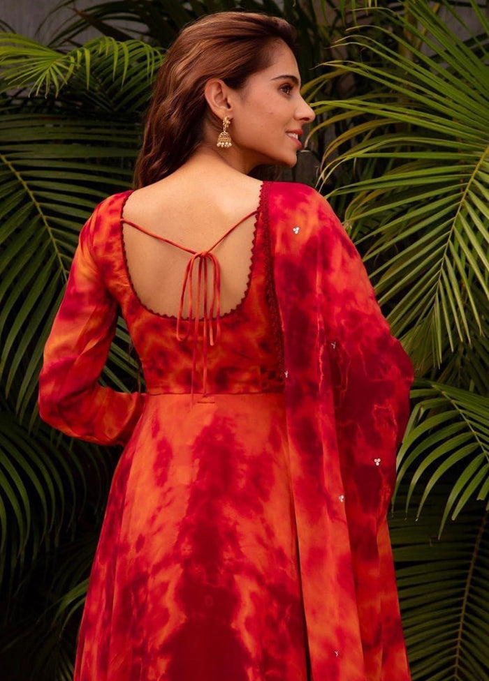 3 Pc Red Georgette Suit Set - Indian Silk House Agencies