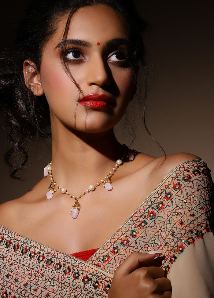 Silver Stone Work Alloy Necklace - Indian Silk House Agencies