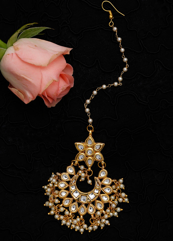Gold Plated Kundan Mangtika Head Jewellery - Indian Silk House Agencies