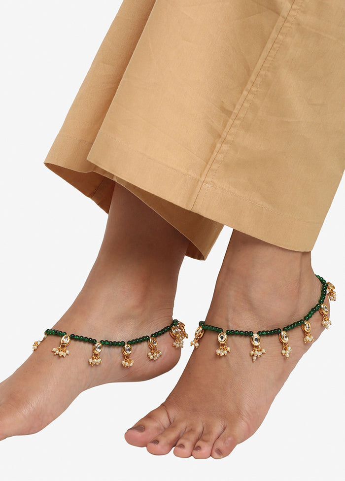 Pair Of Green Beaded Anklets - Indian Silk House Agencies