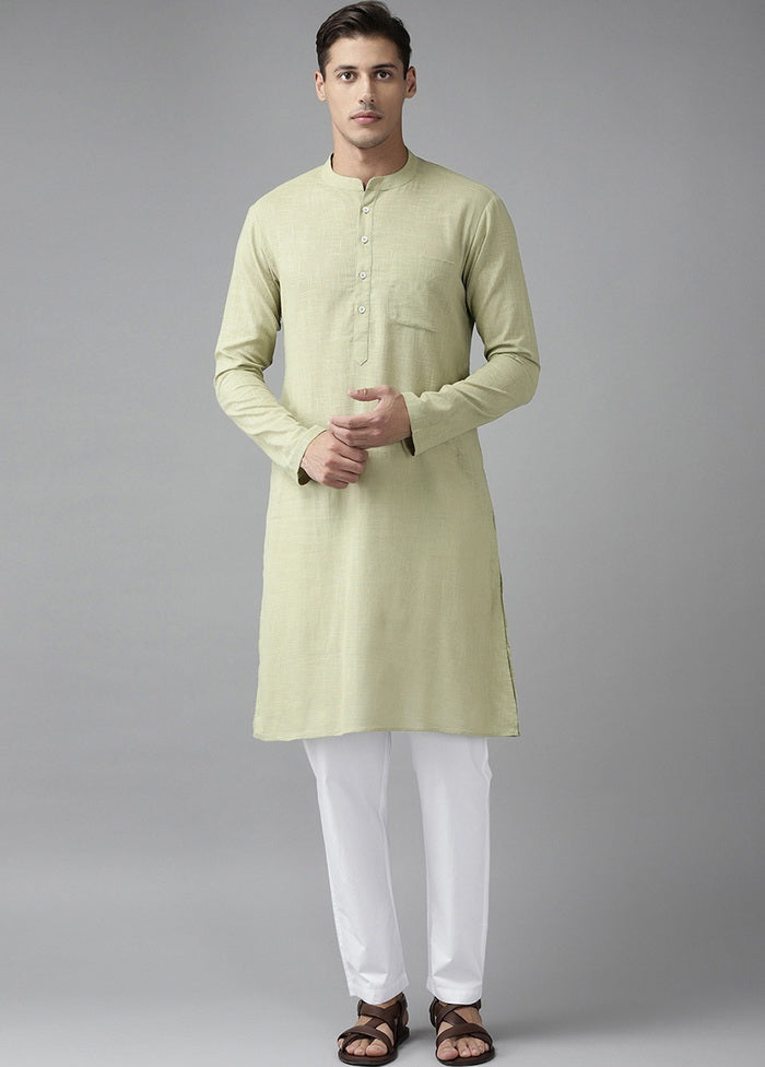 Green Solid Cotton Kurta VDVSD0614 - Indian Silk House Agencies