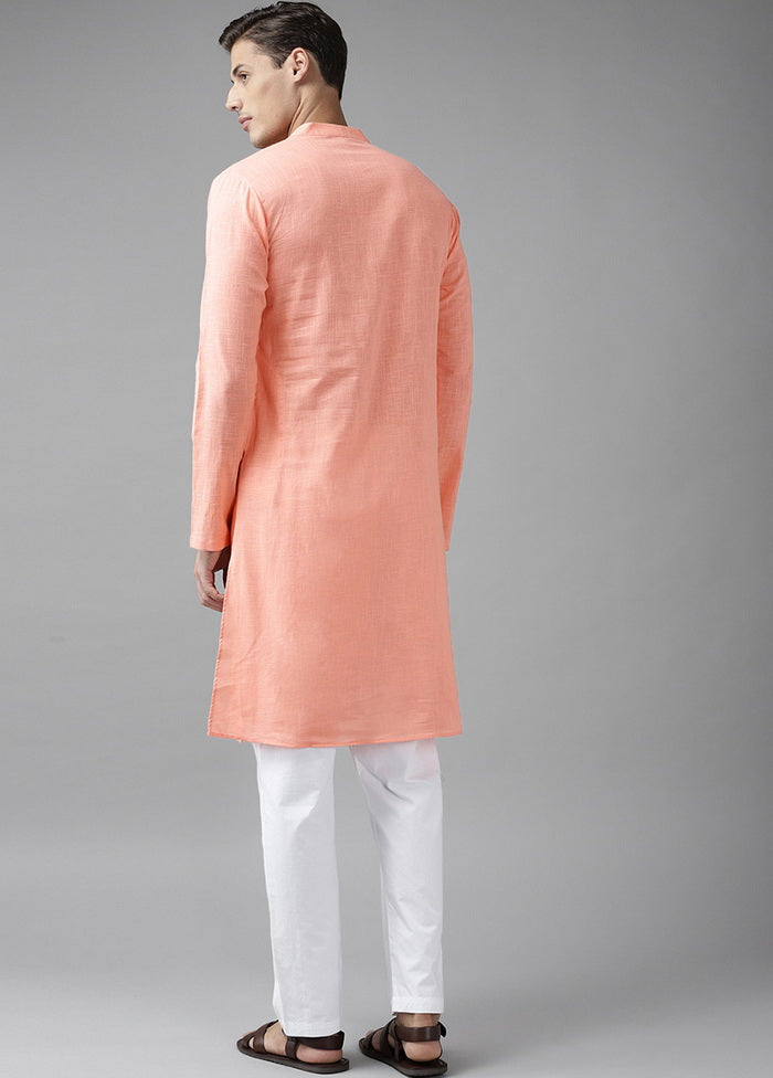 Peach Solid Cotton Kurta VDVSD0625 - Indian Silk House Agencies