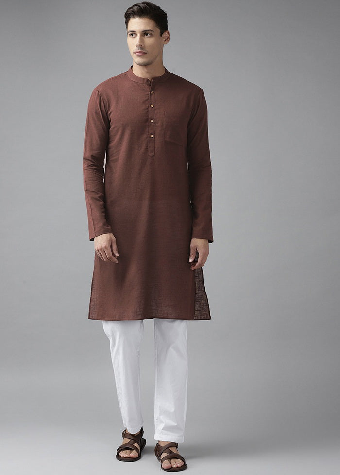 Brown Solid Cotton Kurta VDVSD0630 - Indian Silk House Agencies