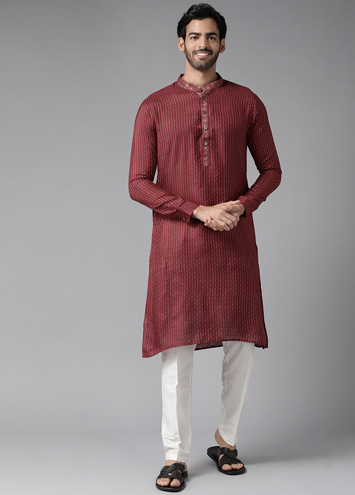 Maroon Woven Design Cotton Kurta VDVSD1912264 - Indian Silk House Agencies