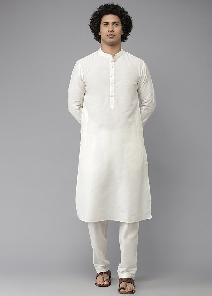 White Woven Design Cotton Kurta VDVSD1912270 - Indian Silk House Agencies