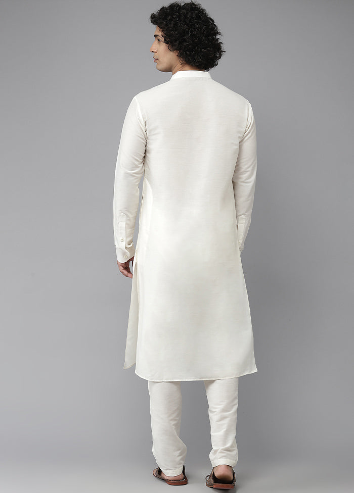 White Woven Design Cotton Kurta VDVSD1912270 - Indian Silk House Agencies