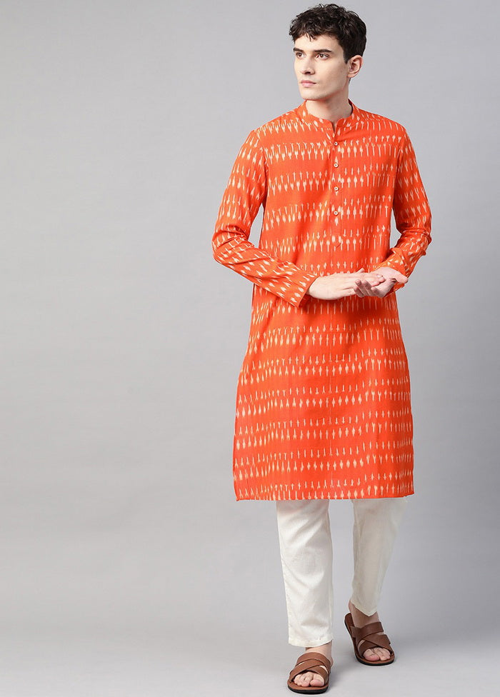 Orange Ikat Woven Design Straight Kurta VDVSD0530 - Indian Silk House Agencies