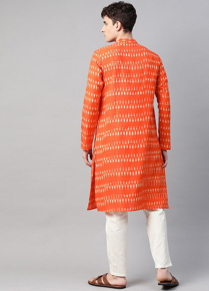 Orange Ikat Woven Design Straight Kurta VDVSD0530 - Indian Silk House Agencies