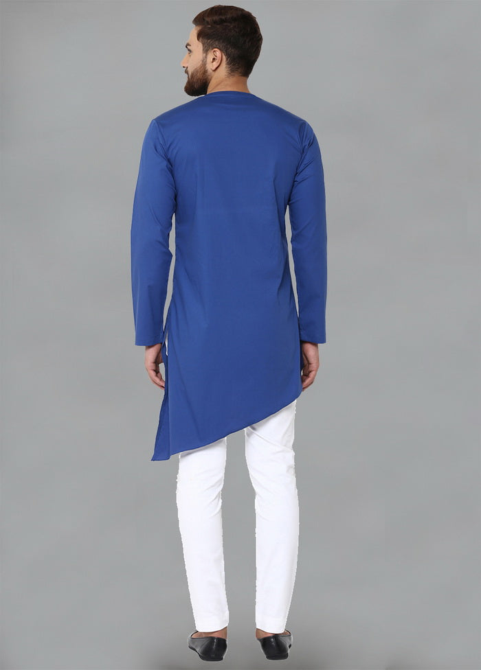 Cotton Full Sleeve Solid Blue Kurta VDVSD0125 - Indian Silk House Agencies