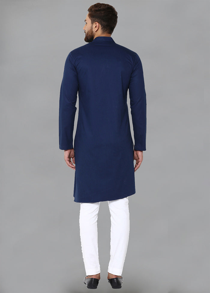 Blue Color Solid Cotton Kurta VDVSD0137 - Indian Silk House Agencies