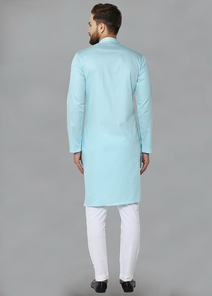 Blue Color Solid Cotton Kurta VDVSD0152 - Indian Silk House Agencies