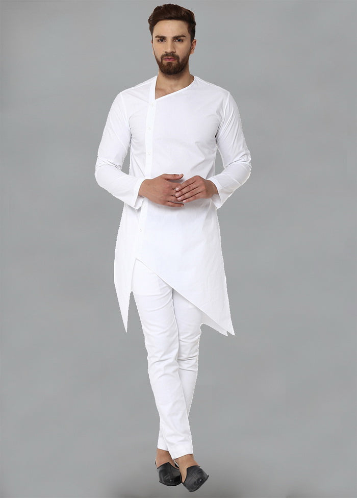 White Color Solid Cotton Kurta VDVSD0164 - Indian Silk House Agencies